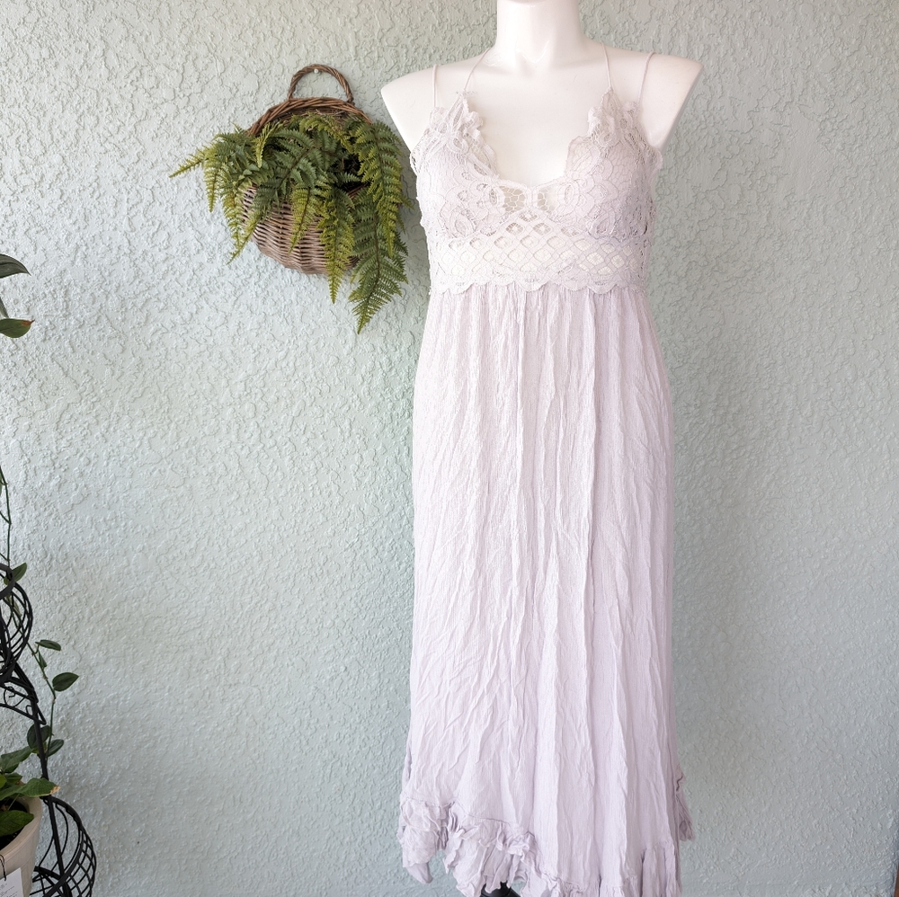 Free people gray‎ maxi with built-in bra size L
